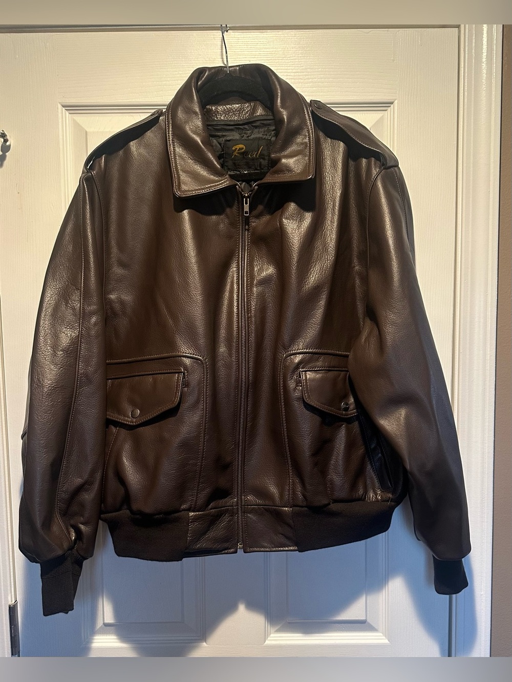 Reed Men's Brown Leather Bomber Jacket